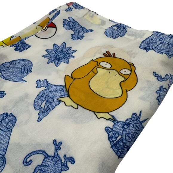 Vintage Pokemon Themed Cotton Window Valance With Psyduck & Pikachu Print - Picture 5 of 7